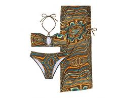 SamMoSon Bikini con Pantaloncini per Donne Due Pezzi Kaftans Donne Beachwear Uncinetto Uncinetto Swimsuit with Skirt Bottom Mens Swim Trunks Top Bikini più Taglia Ruffle Tankinis for Women Plaid