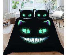 AOLIGL Copripiumino Singolo 150x200 cm Gatto Copripiumone Inverno con Cerniera per Bambini + 1 Federe 50x80 cm, Set di Bbiancheria da Letto in Microfibra