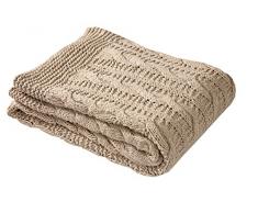 EHC Super Chunky Coperta in Cotone Lavorato a Maglia, 140 x 180 cm, Colore: Lino