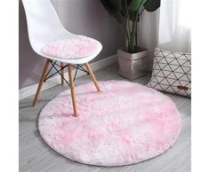 Liveinu Tappeto Shaggy Rotondo Tappeti Soggiorno Pelo Lungo Antiscivolo Lavabili Moderni Moquette Rosa Diametro:100cm