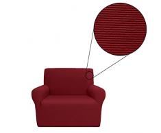 Corredocasa Copripoltrona Elasticizzato Millerighe da 85 a 115 Cm Made in Italy NO STIRO (Bordeaux)