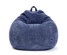 Green Bean© Square XL Rivestimento da Interno Velluto a Coste 90 x 110 cm - Senza Imbottitura - Fodera Poltrona a Sacco - Accogliente, Morbida, Resistente - Lavabile, con Sacco Interno - Blu Scuro