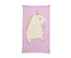 BaronHong Baby Coperta in Cotone Unicorno Coperta Lavorata a Maglia Soft Warm Crochet Trapunta Coperta Lettino Coperte presepe per Ragazze Boy (Rosa, 110 * 65cm)