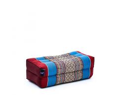 LEEWADEE Piccolo Blocco per Yoga: Cuscino da Pilates Rettangolare e Strumento da Meditazione, Cuscino da Terra in kapok Naturale, 35 x 18 x 12 cm, Blu Rosso