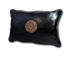 ALMADIH Cuscino Nero XL 35x50 cm in diversi colori - 100 % tradizionale mano in vera pelle - Arredo per Divani Pouf sacco imbottito cuscini decorativi ornamenti in cuoio