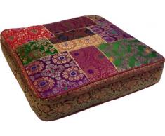 Guru-Shop Cuscino Patchwork Quadrato Orientale 40 cm, Cuscino di Seduta, Cuscino di Fondo con Imbottitura in Cotone - Rosso/patchwork, Multicolore, Sintetico, Sedile - Cuscini a Terra