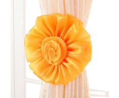 1 PAIR lovely rose Flower Window trattamento ferma tenda Decor fermatenda, Cotone, Orange, taglia unica