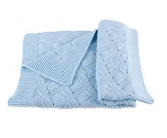 Love Cashmere Pregiata Coperta da Bambino in Cashmere al 100% (Cashmere Baby Blanket) - Blu - Realizzato a mano ad in Scozia