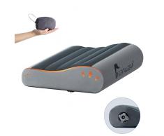 FLEXTAILGEAR Cuscino da campeggio gonfiabile per il collo, cuscino da viaggio ergonomico con fodera rimovibile lavabile in TPU, vescica separata per campeggio, escursionismo, aereo, viaggi su strada