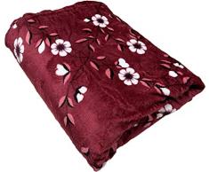 plaid art. morby coperta in morbidissimo pile caldo e soffice in coral per letto e divano in salotto con stampe geometrice shabby matrimoniale 2 piazze 210x230 fiore loto rosso