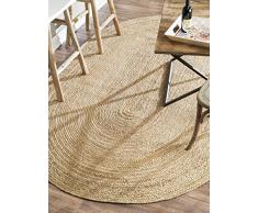 Nuloom Tappeto in iuta Rigo intrecciato a mano, Juta, Naturale, 90 x 150 cm Oval