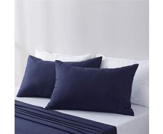 RUIKASI Federe Cuscini Letto Matrimoniale 2 Pezzi, Copricuscino Letto 50x80cm con Chiusura a Busta, 100% Microfibra,Blu