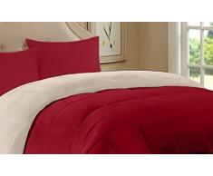 Corredocasa Trapunta/Piumone Tinta Unita Duble Face Invernale Imbottita 100% Morbida Microfibra di Poliestere Misura 1 Piazza e Mezza 220x260 cm Colore Bordeaux Panna