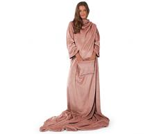 Blumtal Coperta Indossabile con Maniche, Coperta in Pile Indossabile con Tasche, Coperta con Maniche Certificata Oeko-TEX®, 170X200cm, Rosa