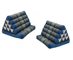 Wilai GmbH Set di 2 Cuscini Triangolo Thai, esteso Un Cuscino Piatto, Pieghevole, Fabbricato in Thailandia, Blu-Grigio (2x81901)