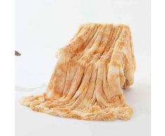 Fansu Coperta in Pelliccia Sintetica per Divano, Gradiente tie-dye Calda Soffice Coperta in pile di corallo Coperta Decorativa Inverno Coperte da Letto in Peluche (Tie-dye beige,130*160cm)