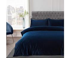 Sleepdown Set di biancheria da letto con copripiumino e federe, in velluto opaco, super morbido, facile da pulire, super king size (220 x 260 cm)
