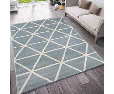 VIMODA Tappeto Salotto Colori Pastello, Design A Retro, Robusto Vortice in diversi colori, Colore: Blu, Dimensioni: 120 x 170 cm