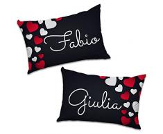 Babloo Coppia di Federe Personalizzate con Nome Love Idea Regalo per San Valentino Be Mine