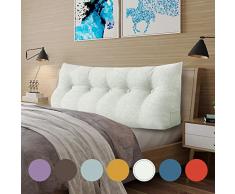 VERCART Cuscino a Cuneo da Lettura per Schienale, Cuscino Antireflusso per Letto, Cuscino per Gambe Lombare di Supporto da Divano, Grande Testata Letto Biancheria Bianco Avor 160cm