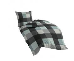 Bierbaum Set Set Copripiumino singolo e federa di flanella, Multicolore (Mehrfarbig), 135 cm x 200 cm