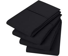 Utopia Bedding Federe (set da 4) - Facile da curare Morbida Microfibra Spazzolata - Resistente al restringimento e allo Sbiadimento (Nero, 50 x 75 cm)
