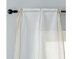 GIRASOLE HOME® Coppia Tende Filtranti in Tessuto Misto Lino Tenda a Righe per Soggiorno Camera e Interni 2 Pannelli con Tasca (Beige, 60x235cm)