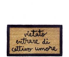 laroom Zerbino Motivo Vietato Entrare di Cattivo Umore, Jute And Base Antiscivolo, Marrone, 40 x 70 x 1.8 cm