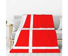 Coperta stampata con bandiera danese della Danimarca, coperta addensata, morbida per divano letto, soggiorno e camera da letto (203,2 x 149,9 cm)