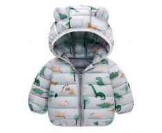 YANFJHV Autunno Inverno Bambino Ragazza Ragazzo Giubbotto Lungo Piumone Leggero Cappotto Imbottito Con Orecchie Da 0 A 5 Anni Giacca Invernale Donna Collo di Pelliccia, grigio., 4-5 Anni