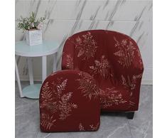 Highdi 2 Pezzi Copripoltrona 1 Posto Chesterfield Elasticizzato, Poltrona Club da Cocktail Antiscivolo Rimovibile Tub Chair Copripoltrona per Bar Camera da Letto Soggiorno (Foglie Rosse)