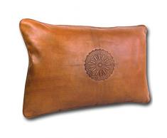 ALMADIH Cuscino Cognac XL 35x50 cm in diversi colori - 100% tradizionale mano in vera pelle - Arredo per Divani Pouf sacco imbottito cuscini decorativi ornamenti in cuoio