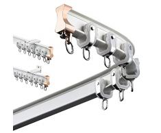 140cm-380cm Binario Tenda Soffitto Scorrevole, Bastone binari per Tende Set di Binari per Tende Pieghevoli da Parete, per Finestre Piatte E Curve, per Doccia/Camper/finestre A Bovindo/divisori (Color