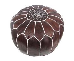 ALMADIH Pouf 100% tradizionale mano in pelle Pouff sacco imbottito ottomano in cuoio piede sgabello Puf rotondo mobili pouffee poggiapiedi carico cuscino da pavimento sediavari colori Puff Marrone Vintage