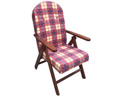 POLTRONA SEDIA SDRAIO AMALFI IN LEGNO RECLINABILE 4 POSIZIONI CUSCINO IMBOTTITO H 105 CM SOGGIORNO CUCINA SALONE DIVANO (BORDEAUX)