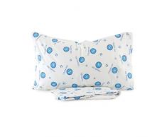 Lenzuola SSC Napoli completo Ufficiale, 2 PEZZI, per letto Singolo con scudetto N840 AZZURRO