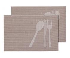 2 PZ di tovagliette americane decorative, set da tavola in PVC di alta qualità, Misure 45 x 30 cm, per decorazione molto elegante e durevole tavolo cucina, TS-23 beige