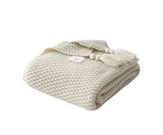 AUSTINCIAGA Coperta in Maglia Plaid per Divano Copriletto Coperta da Letto Nordico Calda Morbida con Frange Fatta a Mano per Spiaggia Tutte Le Stagioni Acrilico