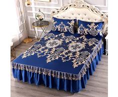 ABTSICA Set Copriletto con Gonna A 3 Pezzi, Copriletto con Gonna in Stile Increspato A Goccia Copriletto Antipolvere Federa Copriletto Collezioni 1 Copriletto, 2 Federa,6,150x200cm