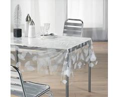Décor Ligne - 1710329, Tovaglia Trasparente Rettangol , 140 X 240 Cm , Feuille , Cristal Stampato , Bianco