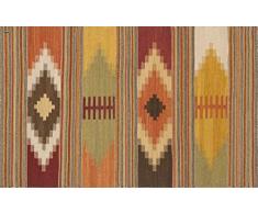 Vilber, Bohemian Kilim, Tappeto, Multicolore (Beige/Arancione/Rosso), 75 x 120 x 3 cm