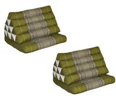 Wilai GmbH Set di 2 Cuscini Triangolo Thai, esteso Un Cuscino Piatto, Pieghevole, Fabbricato in Thailandia, Verde (2x81801)