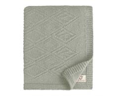 LINEN & COTTON Plaid/Copriletto/Coperta Leggera Lavorata a Maglia Arianna - 100% Pura Lana Neozelandese, Grigio (120 x 180cm) Coperte Estive Invernali per Letto Divano Singolo/Matrimoniale