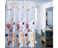 HuaForCity Tenda Doccia 240x180cm(Larghezza x Altezza) 100% Poliestere Morbido Anti-Muffa Waterproof Tende da Bagno Tenda da Bagno più Spessa con Ganci/Anelli di Tenda Dente di Leone