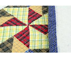 Copriletto Olivia 230 x 250 cm Patchwork triangolo a quadri plaid Quilt rustico tovaglia