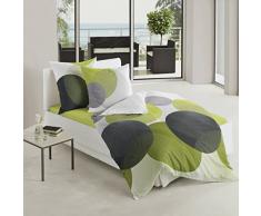 Bierbaum 6155_06 lenzuola singolo in satin di cotone makò, copripiumino singolo 135 x 200 cm e federe 80 x 80 cm, colore: Kiwi