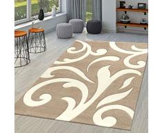 TT Home Tappeto Soggiorno Moderno Pelo Corto Effetto 3D Geometrico A Onde, Colore:Beige, Dimensione:160x230 cm