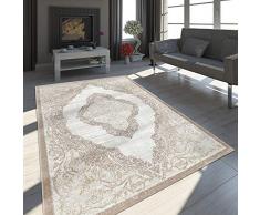 Paco Home Oriente Tappeto Moderno Effetto 3D mélange Brillante Ornamenti in Grigio Oro, Dimensione:120x170 cm