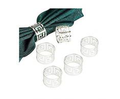 Anelli portatovagliolo, 6/12 Pezzi Anelli tovagliolo Metallo con Fibbia per Decorazioni da tavola Feste Nuziali (6 Pezzi-Argento)