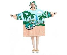 Felpa con cappuccio indossabile,Felpa con cappuccio oversize coperta,Vintage Car Beach, Multicolore, taglia unica